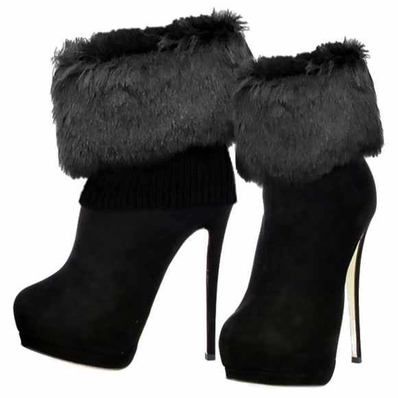 Fur Top Knit Boot Cuffs Boot Toppers - Picture 5 of 5